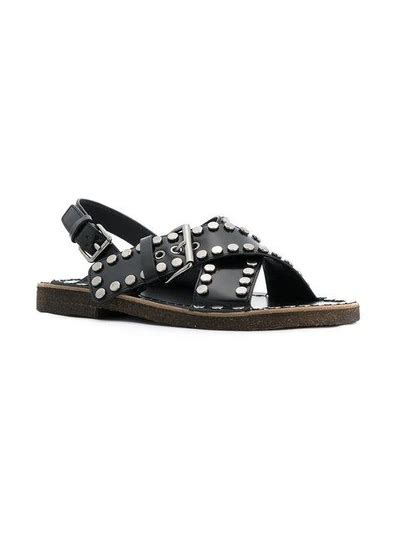 prada sandals foam|Prada studded pony skin sandals.